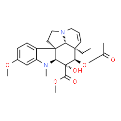 ChemSpider 2D Image | Methyl (3alpha,4beta,5alpha)-4-acetoxy-3-hydroxy-16-methoxy-1-methyl-6,7-didehydroaspidospermidine-3-carboxylate | C25H32N2O6
