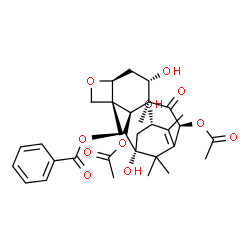 ChemSpider 2D Image | (1beta,3beta,5alpha,7beta,10alpha,13beta)-4,10-Diacetoxy-1,7,13-trihydroxy-9-oxo-5,20-epoxytax-11-en-2-yl benzoate | C31H38O11