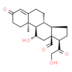 ChemSpider 2D Image | (8alpha,9beta,11beta,13alpha,14beta,17alpha)-11,21-Dihydroxy-3,20-dioxopregn-4-en-18-al | C21H28O5