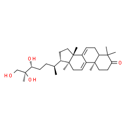 ChemSpider 2D Image | (5xi,10alpha,13alpha,14beta,17alpha,20S,24R,25S)-24,25,26-Trihydroxylanosta-7,9(11)-dien-3-one | C30H48O4