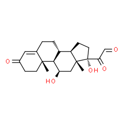 ChemSpider 2D Image | (8alpha,9beta,10alpha,11alpha,13alpha,14beta,17alpha)-11,17-Dihydroxy-3,20-dioxopregn-4-en-21-al | C21H28O5