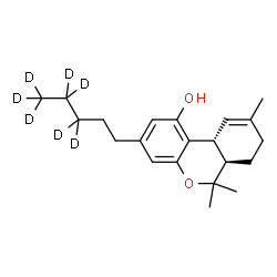 ChemSpider 2D Image | (6aR,10aR)-6,6,9-Trimethyl-3-[(3,3,4,4,5,5,5-~2~H_7_)pentyl]-6a,7,8,10a-tetrahydro-6H-benzo[c]chromen-1-ol | C21H23D7O2