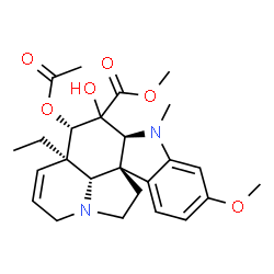 ChemSpider 2D Image | Methyl (4alpha,5alpha,12beta)-4-acetoxy-3-hydroxy-16-methoxy-1-methyl-6,7-didehydroaspidospermidine-3-carboxylate | C25H32N2O6