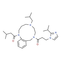 ChemSpider 2D Image | 1-{5-Isobutyl-8-[3-(2-isopropyl-1H-imidazol-1-yl)propanoyl]-2,3,4,5,6,7,8,9-octahydro-1H-1,5,8-benzotriazacycloundecin-1-yl}-3-methyl-1-butanone | C30H47N5O2
