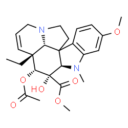 ChemSpider 2D Image | Methyl (2beta,3beta,4beta,5alpha,19alpha)-4-acetoxy-3-hydroxy-16-methoxy-1-methyl-6,7-didehydroaspidospermidine-3-carboxylate | C25H32N2O6