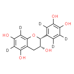 ChemSpider 2D Image | (2R,3R)-2-[3,4-Dihydroxy(~2~H_3_)phenyl]-3,5,7-(6,8-~2~H_2_)chromanetriol | C15H9D5O6