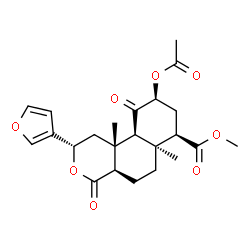 ChemSpider 2D Image | Methyl (2S,4aR,6aS,7R,9S,10aS,10bR)-9-acetoxy-2-(3-furyl)-6a,10b-dimethyl-4,10-dioxododecahydro-2H-benzo[f]isochromene-7-carboxylate | C23H28O8