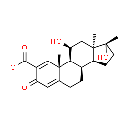 ChemSpider 2D Image | (8alpha,13alpha,17alpha)-11,17-Dihydroxy-17-methyl-3-oxoandrosta-1,4-diene-2-carboxylic acid | C21H28O5