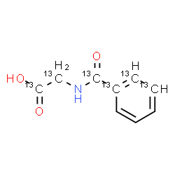 ChemSpider 2D Image | N-{Oxo[(1,2,3-~13~C_3_)phenyl](~13~C)methyl}(~13~C_2_)glycine | C313C6H9NO3