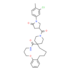 ChemSpider 2D Image | 1'-{[1-(3-Chloro-4-methylphenyl)-5-oxo-3-pyrrolidinyl]carbonyl}-2,3,4,5,8,9,10,11-octahydro-6H-spiro[1,5-benzoxazacyclotridecine-7,4'-piperidin]-6-one | C31H38ClN3O4