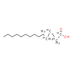 ChemSpider 2D Image | (1,2,3,4-~13~C_4_)Tetradecanoic acid | C1013C4H28O2