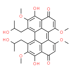 ChemSpider 2D Image | 4,9-Dihydroxy-6,7-bis(2-hydroxypropyl)-1,5,8,12-tetramethoxy-3,10-perylenedione | C30H30O10
