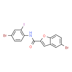 ChemSpider 2D Image | 5-Bromo-N-(4-bromo-2-iodophenyl)-1-benzofuran-2-carboxamide | C15H8Br2INO2