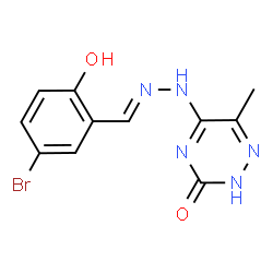 ChemSpider 2D Image | 5-[(2E)-2-(5-Bromo-2-hydroxybenzylidene)hydrazino]-6-methyl-1,2,4-triazin-3-ol | C11H10BrN5O2