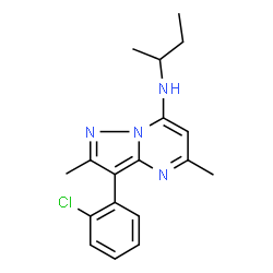 ChemSpider 2D Image | N-sec-Butyl-3-(2-chlorophenyl)-2,5-dimethylpyrazolo[1,5-a]pyrimidin-7-amine | C18H21ClN4