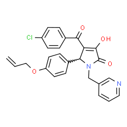 ChemSpider 2D Image | 5-[4-(Allyloxy)phenyl]-4-(4-chlorobenzoyl)-3-hydroxy-1-(3-pyridinylmethyl)-1,5-dihydro-2H-pyrrol-2-one | C26H21ClN2O4