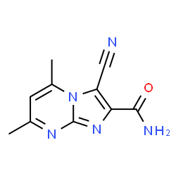 ChemSpider 2D Image | 3-Cyano-5,7-dimethylimidazo[1,2-a]pyrimidine-2-carboxamide | C10H9N5O