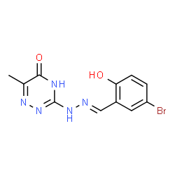 ChemSpider 2D Image | 3-[(2E)-2-(5-Bromo-2-hydroxybenzylidene)hydrazino]-6-methyl-1,2,4-triazin-5(2H)-one | C11H10BrN5O2