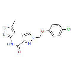 ChemSpider 2D Image | 1-[(4-Chlorophenoxy)methyl]-N-(5-methyl-1,2-oxazol-3-yl)-1H-pyrazole-3-carboxamide | C15H13ClN4O3
