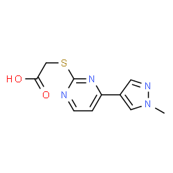ChemSpider 2D Image | {[4-(1-methyl-1H-pyrazol-4-yl)pyrimidin-2-yl]thio}acetic acid | C10H10N4O2S