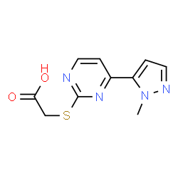 ChemSpider 2D Image | {[4-(1-methyl-1H-pyrazol-5-yl)pyrimidin-2-yl]thio}acetic acid | C10H10N4O2S