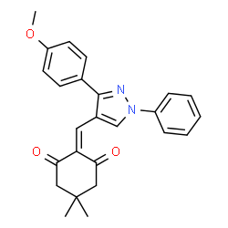 ChemSpider 2D Image | 2-{[3-(4-Methoxyphenyl)-1-phenyl-1H-pyrazol-4-yl]methylene}-5,5-dimethyl-1,3-cyclohexanedione | C25H24N2O3