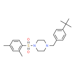 ChemSpider 2D Image | 1-[(2,4-Dimethylphenyl)sulfonyl]-4-[4-(2-methyl-2-propanyl)benzyl]piperazine | C23H32N2O2S