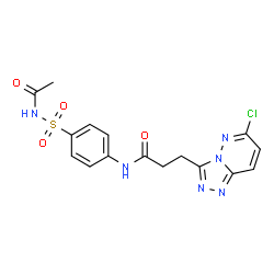 ChemSpider 2D Image | N-[4-(Acetylsulfamoyl)phenyl]-3-(6-chloro[1,2,4]triazolo[4,3-b]pyridazin-3-yl)propanamide | C16H15ClN6O4S
