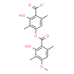 ChemSpider 2D Image | 2-Hydroxy-4-[(2-hydroxy-4-methoxy-3,6-dimethylbenzoyl)oxy]-3,6-dimethylbenzoate | C19H19O7
