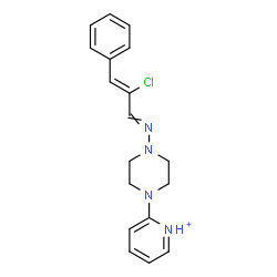 ChemSpider 2D Image | 2-(4-{[(2Z)-2-Chloro-3-phenyl-2-propen-1-ylidene]amino}-1-piperazinyl)pyridinium | C18H20ClN4