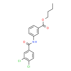 ChemSpider 2D Image | BUTYL 3-((3,4-DICHLOROBENZOYL)AMINO)BENZOATE | C18H17Cl2NO3