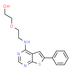 ChemSpider 2D Image | 2-{2-[(6-Phenylthieno[2,3-d]pyrimidin-4-yl)amino]ethoxy}ethanol | C16H17N3O2S