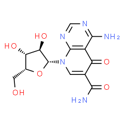 ChemSpider 2D Image | 4-Amino-5-oxo-8-(beta-D-xylofuranosyl)-5,8-dihydropyrido[2,3-d]pyrimidine-6-carboxamide | C13H15N5O6