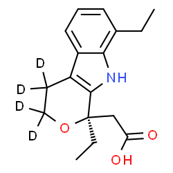 ChemSpider 2D Image | [(1R)-1,8-Diethyl(3,3,4,4-~2~H_4_)-1,3,4,9-tetrahydropyrano[3,4-b]indol-1-yl]acetic acid | C17H17D4NO3