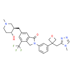 ChemSpider 2D Image | 6-{[(3R,4R)-4-Hydroxy-1-methyl-3-piperidinyl]methyl}-2-(3-{3-[(4-methyl-4H-1,2,4-triazol-3-yl)methyl]-3-oxetanyl}phenyl)-4-(trifluoromethyl)-1-isoindolinone | C29H32F3N5O3