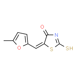 ChemSpider 2D Image | (5E)-5-[(5-Methyl-2-furyl)methylene]-2-thioxo-1,3-thiazolidin-4-one | C9H7NO2S2