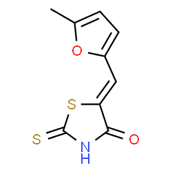 ChemSpider 2D Image | (5Z)-5-[(5-Methyl-2-furyl)methylene]-2-thioxo-1,3-thiazolidin-4-one | C9H7NO2S2