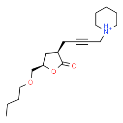ChemSpider 2D Image | 1-{4-[(3R,5R)-5-(Butoxymethyl)-2-oxotetrahydro-3-furanyl]-2-butyn-1-yl}piperidinium | C18H30NO3
