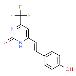 ChemSpider 2D Image | 4-[2-(4-Hydroxy-phenyl)-vinyl]-6-trifluoromethyl-1H-pyrimidin-2-one | C13H9F3N2O2