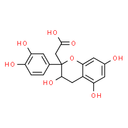 ChemSpider 2D Image | [2-(3,4-Dihydroxyphenyl)-3,5,7-trihydroxy-3,4-dihydro-2H-chromen-2-yl]acetic acid | C17H16O8