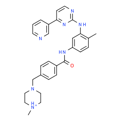 ChemSpider 2D Image | 1-Methyl-4-{4-[(4-methyl-3-{[4-(3-pyridinyl)-2-pyrimidinyl]amino}phenyl)carbamoyl]benzyl}piperazin-1-ium | C29H32N7O