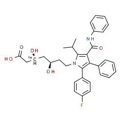 ChemSpider 2D Image | (3S,5R)-7-[2-(4-Fluorophenyl)-5-isopropyl-3-phenyl-4-(phenylcarbamoyl)-1H-pyrrol-1-yl]-3,5-dihydroxy(3-~14~C)heptanoic acid | C3214CH35FN2O5
