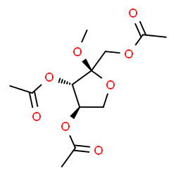 ChemSpider 2D Image | Methyl 1,3,4-tri-O-acetyl-alpha-D-xylulofuranoside | C12H18O8