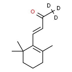 ChemSpider 2D Image | (3E)-4-(2,6,6-Trimethyl-1-cyclohexen-1-yl)(1,1,1-~2~H_3_)-3-buten-2-one | C13H17D3O