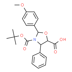 ChemSpider 2D Image | 2-(4-Methoxyphenyl)-3-{[(2-methyl-2-propanyl)oxy]carbonyl}-4-phenyl-1,3-oxazolidine-5-carboxylic acid | C22H25NO6