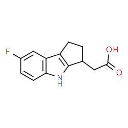 ChemSpider 2D Image | 7-Fluoro-1,2,3,4-tetrahydrocyclopent[b]indole-3-acetic acid | C13H12FNO2