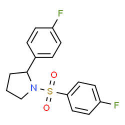 ChemSpider 2D Image | 2-(4-Fluorophenyl)-1-[(4-fluorophenyl)sulfonyl]pyrrolidine | C16H15F2NO2S
