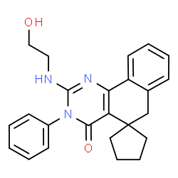 ChemSpider 2D Image | 2-[(2-Hydroxyethyl)amino]-3-phenyl-3H-spiro[benzo[h]quinazoline-5,1'-cyclopentan]-4(6H)-one | C24H25N3O2