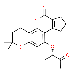 ChemSpider 2D Image | 2,2-Dimethyl-10-{[(2S)-3-oxo-2-butanyl]oxy}-3,4,8,9-tetrahydro-2H-cyclopenta[c]pyrano[2,3-h]chromen-6(7H)-one | C21H24O5