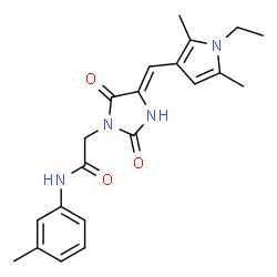 ChemSpider 2D Image | 2-{(4Z)-4-[(1-Ethyl-2,5-dimethyl-1H-pyrrol-3-yl)methylene]-2,5-dioxo-1-imidazolidinyl}-N-(3-methylphenyl)acetamide | C21H24N4O3